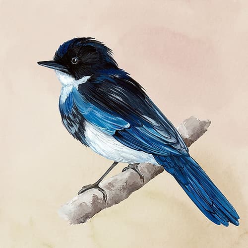 Blue Bird on Gentle Branch Art Print