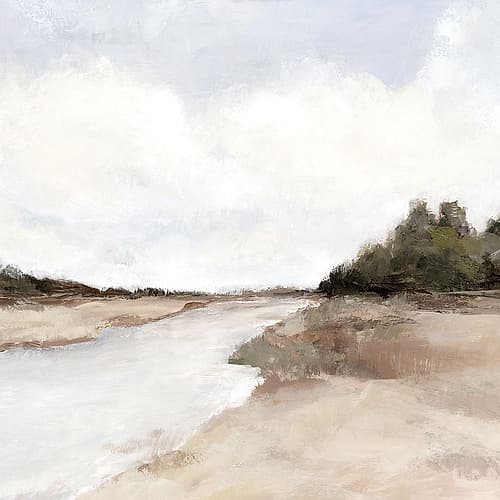 Riverbank Under Soft Skies Moderne reproduction