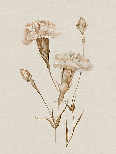 Delicate Blooms on Linen Canvas I Art Print