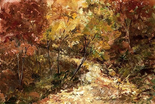Golden Path Through Autumn Woods Doré reproduction