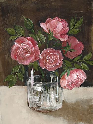 Vibrant Roses in Glass Vase Art Print