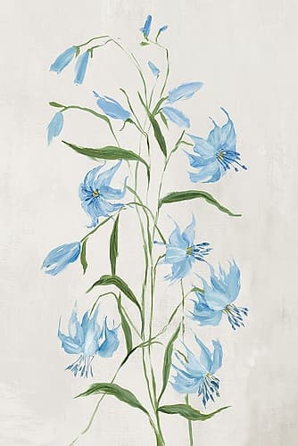 Blue Blossoms on Pale Canvas Art Print