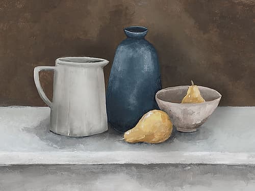 Still Life with Pears and Vessels Art déco reproduction