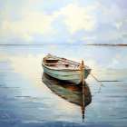 Solitary Boat on Reflective Waters Art Print