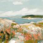 Quiet Bay Amid Blooming Wildflowers I Art Print