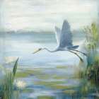Heron Over Gentle Waters II Art Print