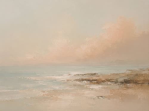 Serene Coastal Dawn Scene Plage reproduction