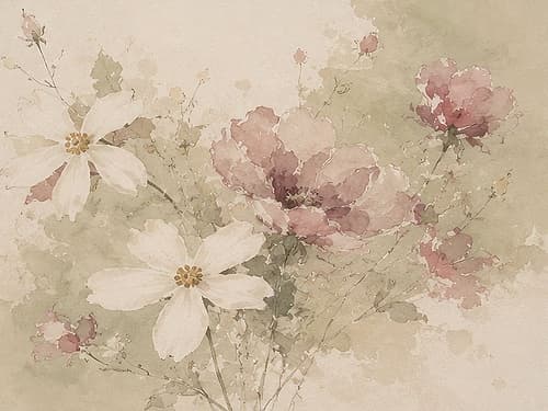 Delicate Blossoms on Soft Canvas II Art Print by Elara Yasna