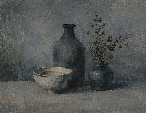 Muted Still Life with Vessels Art Print