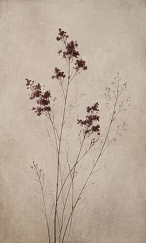 Delicate Branches on Textured Canvas Art Print by Elara Yasna