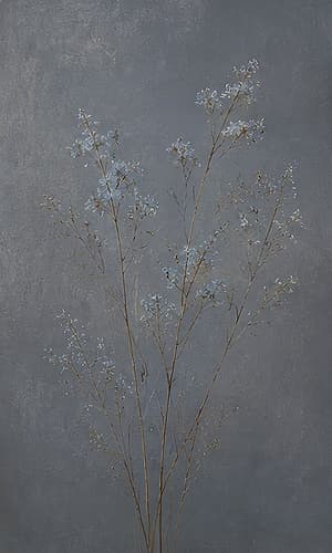 Delicate Blooms Against Gray Background Art Print