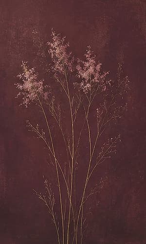 Delicate Stems on Deep Maroon Art Print