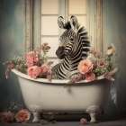 Playful Zebra Bath II Art Print