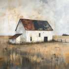 Weathered Barn in Muted Landscape Art Print