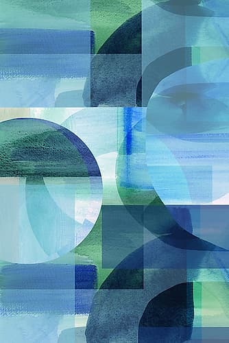 Blue and Green Geometric Harmony I Art Print
