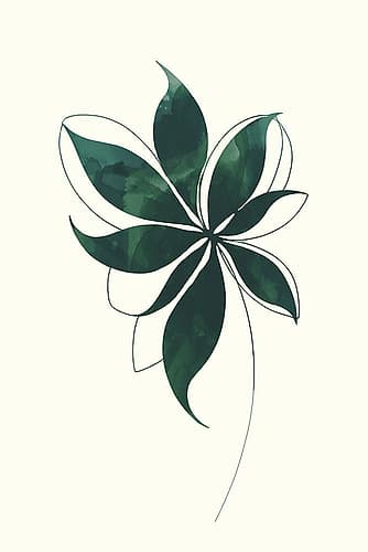 Leafy Elegance in Watercolor Brushstrokes Aquarelle reproduction