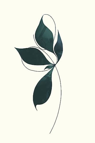Elegant Green Leaf Silhouette Aquarelle reproduction