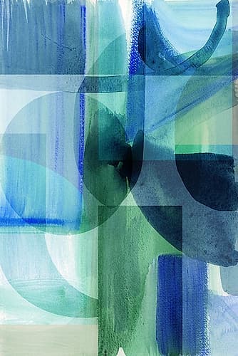 Blue and Green Geometric Harmony II Art Print