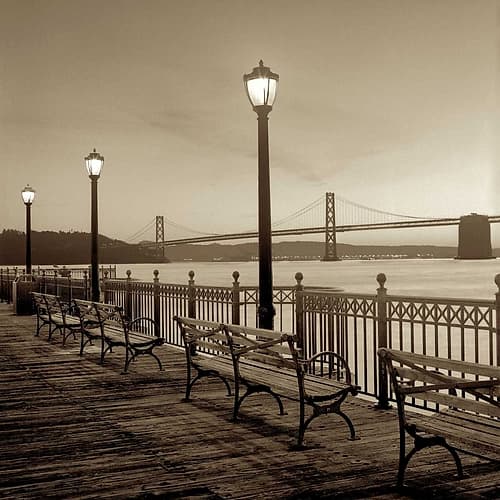 San Francisco Bay Bridge at Dusk Toile murale reproduction