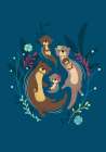 Otter Family Art Print