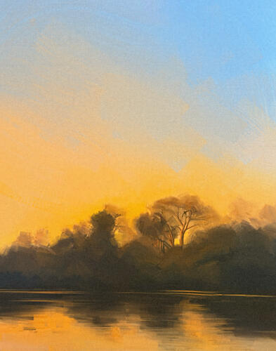 Sunset Reflections Art Print by Iranzye