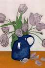 Lilac Tulips in Blue Vase Art Print