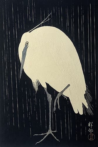 Egret in the Rain, 1925-1936 Art Print