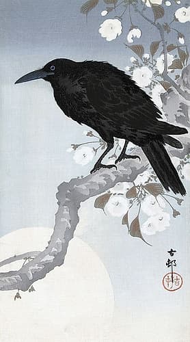 Crow at Full Moon, 1900-1930 Animaux reproduction