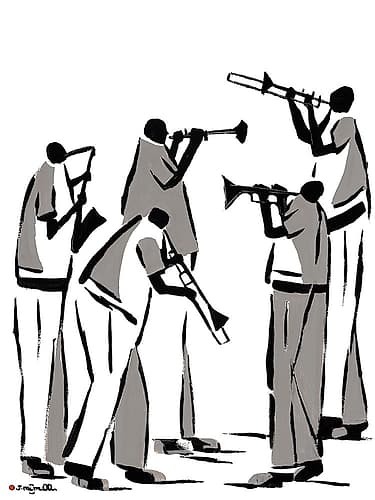 Grayscale Band Figurative Print