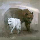 White Wolf, Brown Bear Art Print