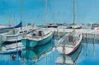 Anchored Boats on Pier Art Print