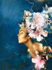 Gold on Blue Couture Art Print by Design Fabrikken