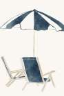 Blue Umbrella and Chairs Art Print