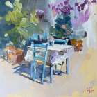 Patmos Taverna, Greece Art Print