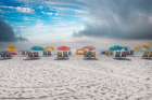 Striped Beach Chairs, South Beach Miami II Art Print