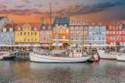 Iconic Nyhavn Waterfront at Sunset in Copenhagen Art Print