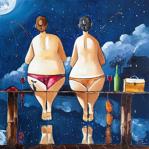 Two Sisters Fishing Spirits Print