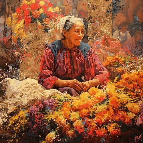 Mexican Flower Lady I Art Print