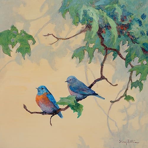 Blue Birds Together Art Print