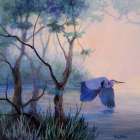 Heron and Trees Art Print