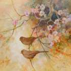 Towhees and Blossoms Art Print