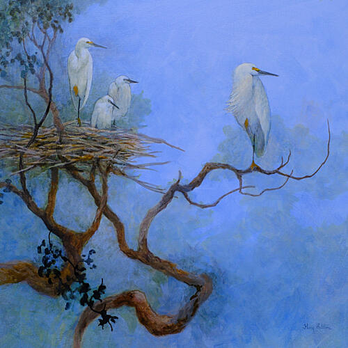 Snowy Egret Family Art Print