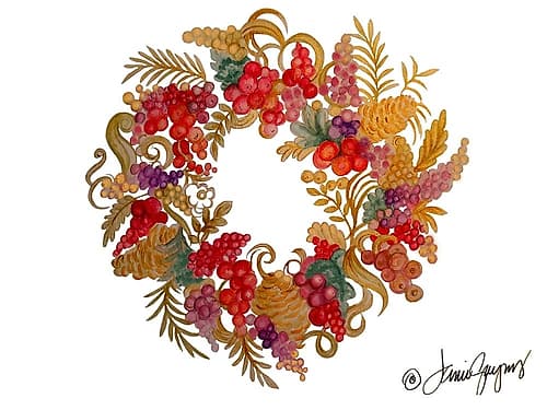 Christmas Wreath with Berries Art Print