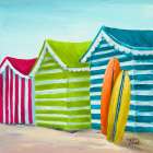 Vibrant Beach Cabanas Art Print