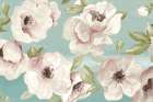 Blush Flowers on Teal Art Print