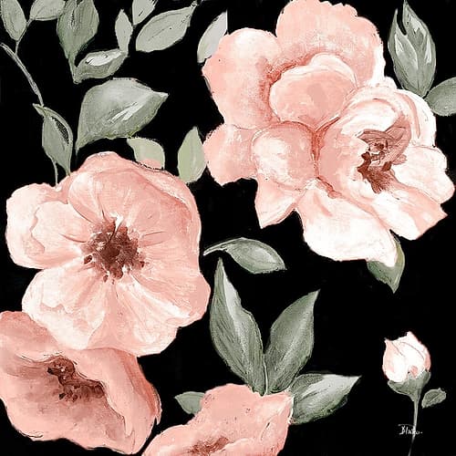 Dusty Rose on Black I Art Print