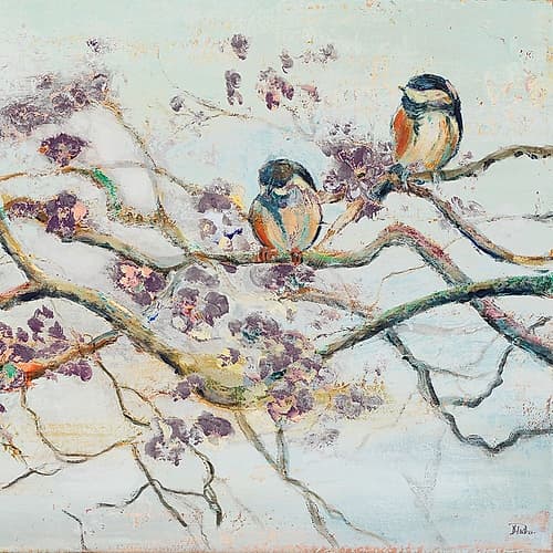 Spring Bird on Branch Art Print