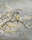 Gold and Gray Branch with Birds II Art Print