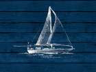 Sailboat on Blue Wood Art Print