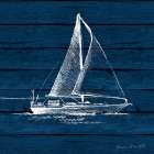 Sailboat on Blue Wood Art Print